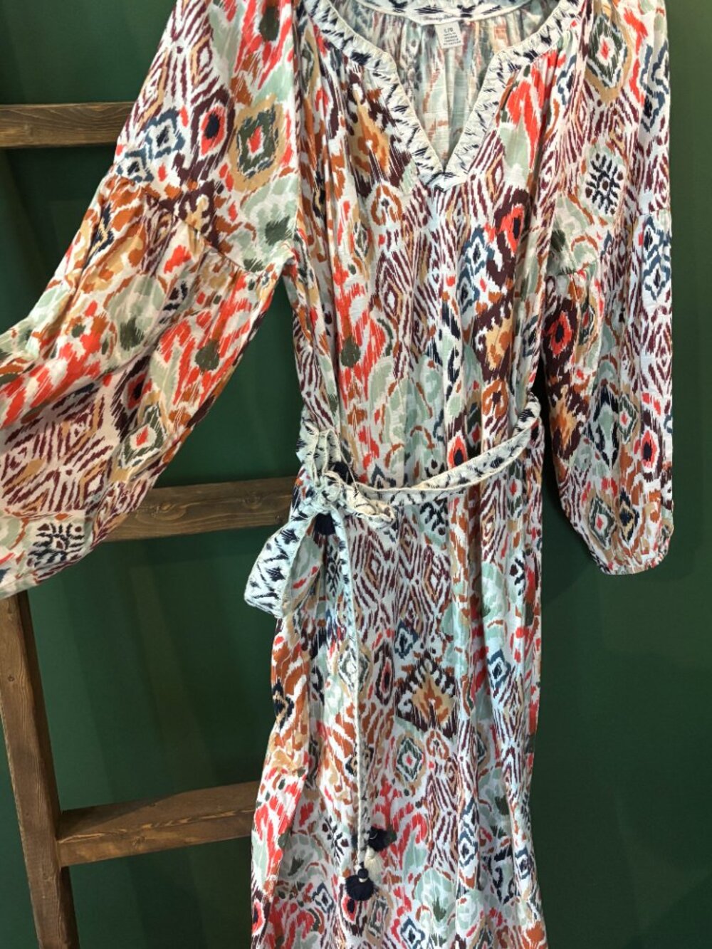 Tommy Bahama Ikat Print Tie-Waist Maxi Dress β L - Picture 3 of 5